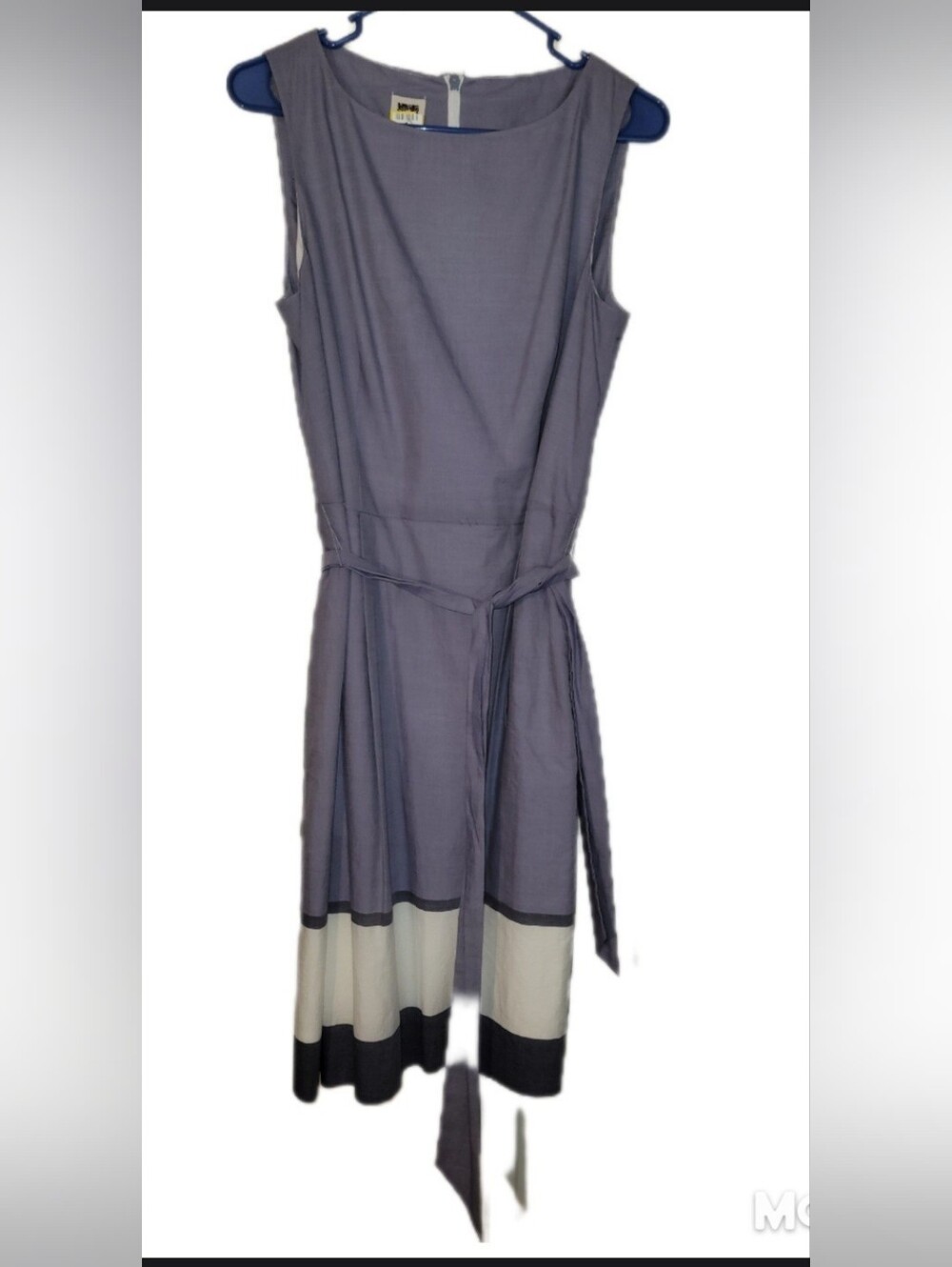 Ann Klein Eton Blue Combo Cotton Dress Size 10 NWT Pockets Feminine Cap Sleeve